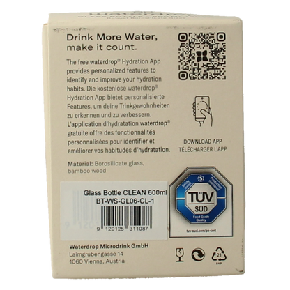 Waterdrop  Glazen drinkfles edition clean 600ml 1 Stuks