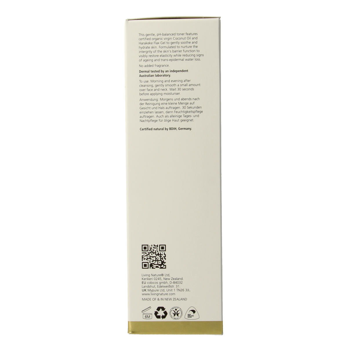 Living Nature Hydraterende tonic gel gevoelige huid 100.00 Milliliter