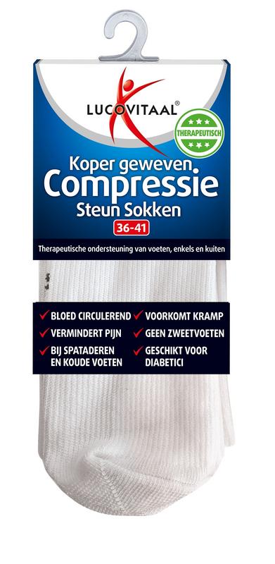 Lucovitaal Koper compressie steunsok maat 36-41 wit 1.00 Paar