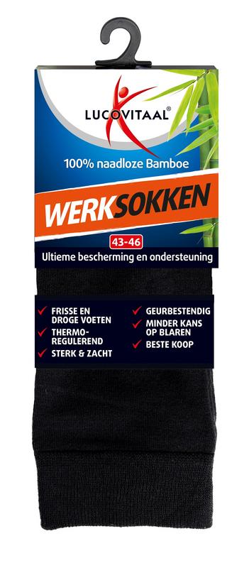 Lucovitaal Bamboe wandel werk sportsokken  maat 43-46 1 Paar