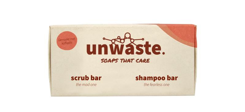 Unwaste  Duopack coffee scrub & shampoo bar 1 Stuks