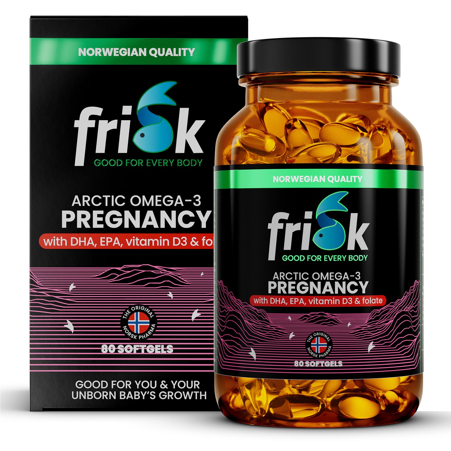 Frisk Omega 3 zwangerschap – DHA & folaat 80.00 Softgels