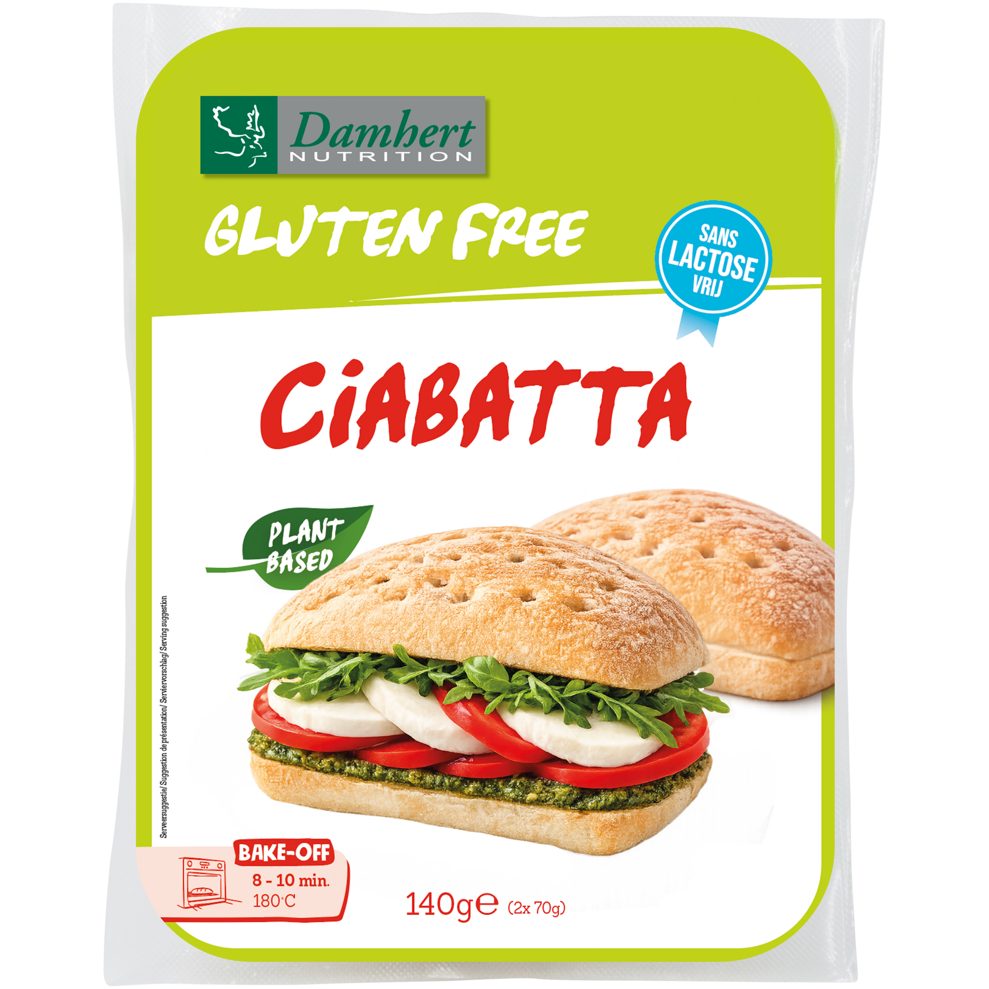 Damhert Glutenvrije Ciabatta Plantbased 140.00 Gram
