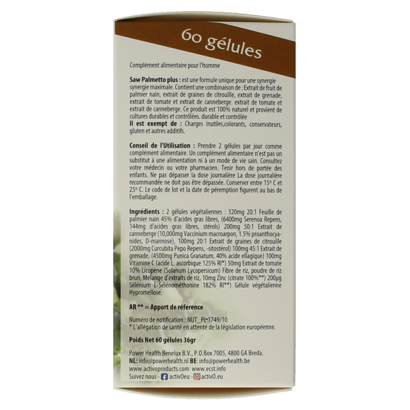Activo Saw palmetto plus 60 Vegetarische capsules - DrogistWereld