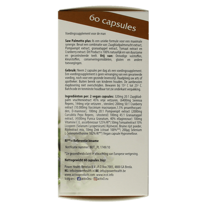 Activo Saw palmetto plus 60 Vegetarische capsules - DrogistWereld