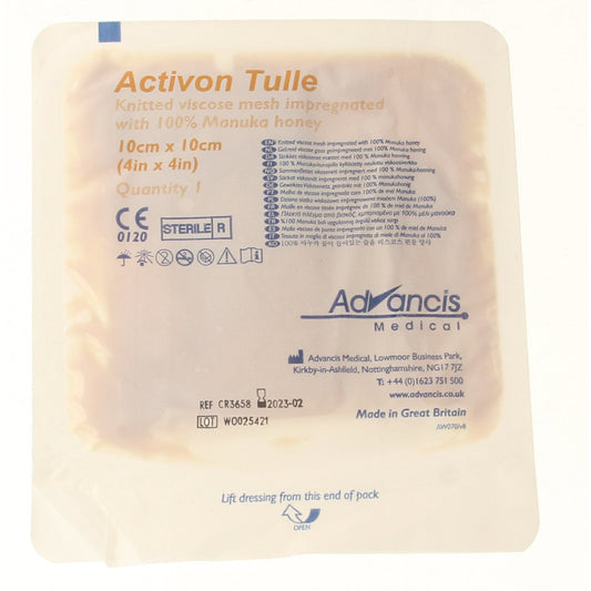 Advancis Activon manuka gaasverband 10 x 10 1 Stuks - DrogistWereld
