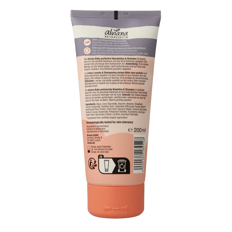 Alviana Baby waslotion en shampoo 200 Milliliter - DrogistWereld