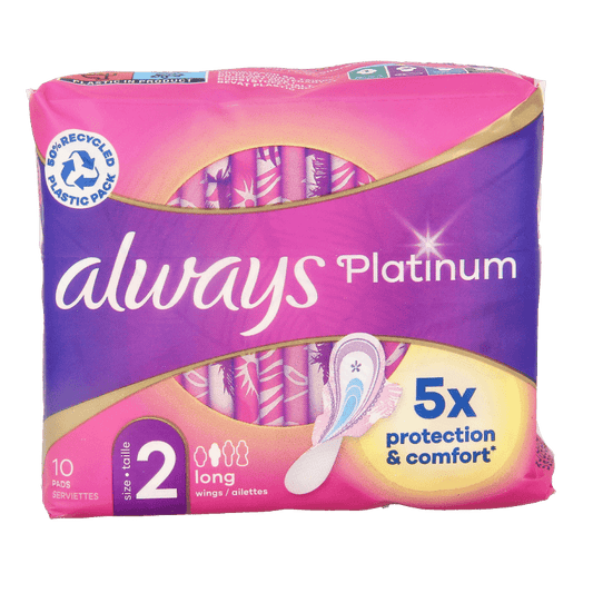 Always Maandverband platinum long vleugels mt 2 10 Stuks - DrogistWereld