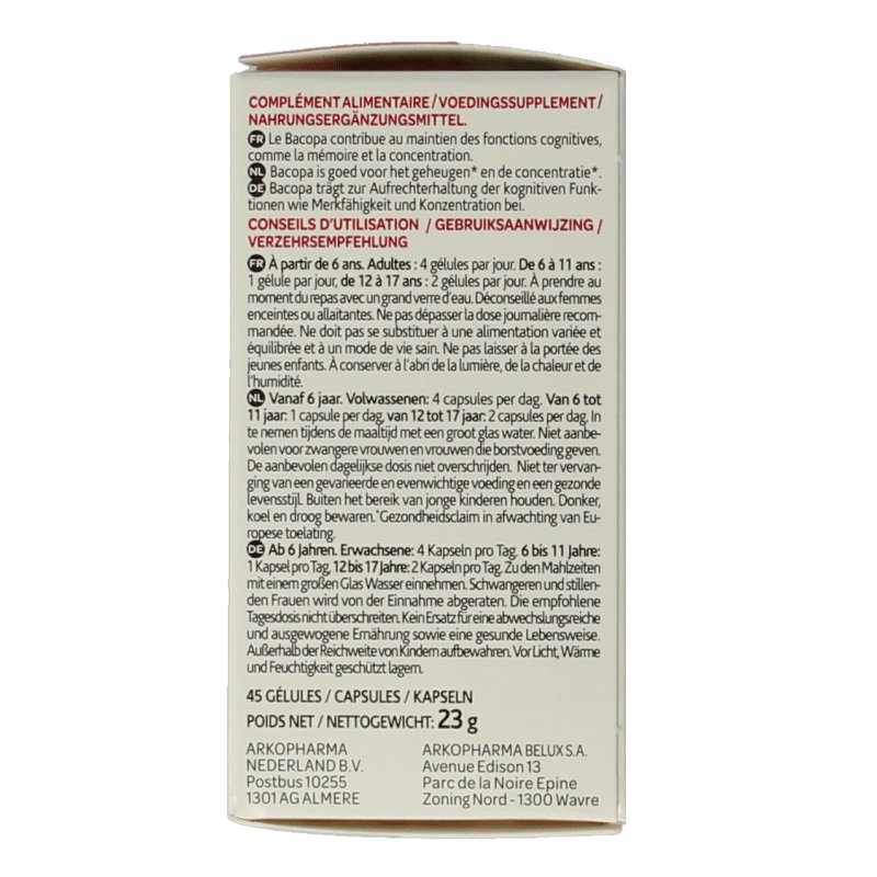 Arkocaps Bacopa 45 Capsules - DrogistWereld