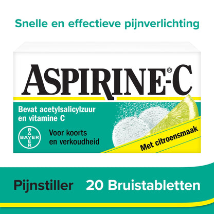 Aspirine Bruistablet 400mg acetylsalicylzuur en 240mg vit C 10 Bruistabletten - DrogistWereld