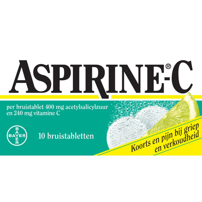 Aspirine Bruistablet 400mg acetylsalicylzuur en 240mg vit C 10 Bruistabletten - DrogistWereld