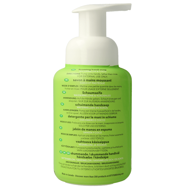 Attitude Handzeep little leaves watermeloen kokos 295 Milliliter - DrogistWereld
