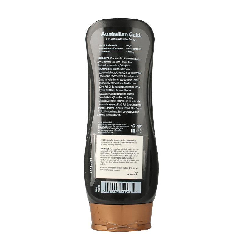 Australian Gold Lotion met bronzer SPF15 237 Milliliter - DrogistWereld