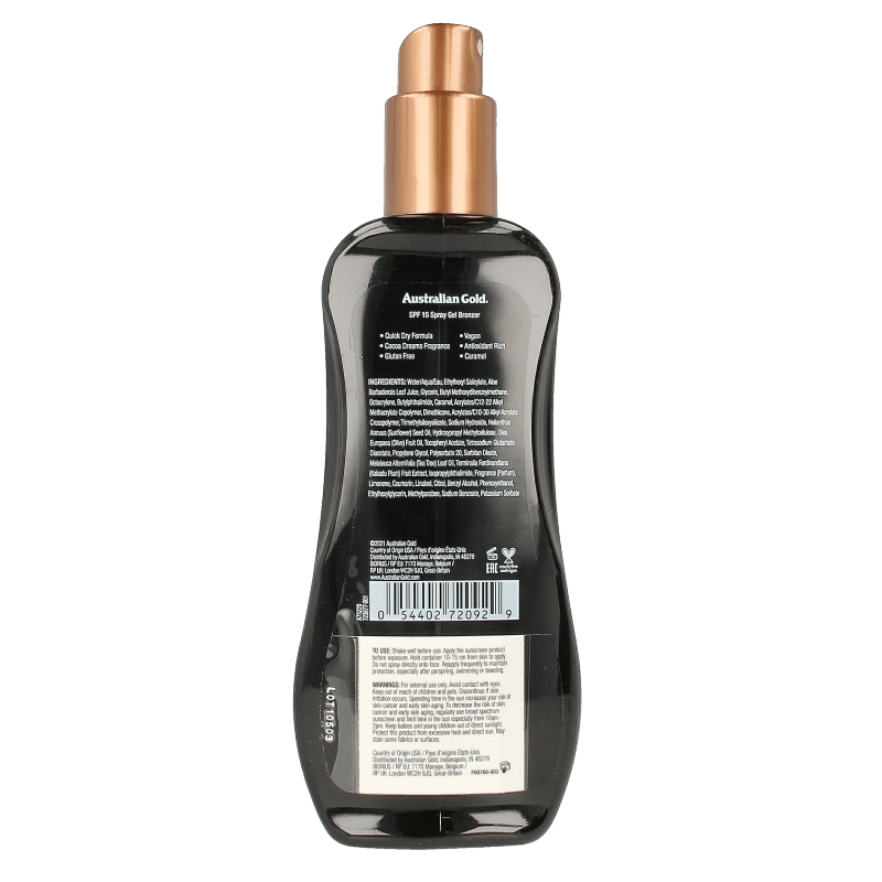 Australian Gold Spray gel met bronzer SPF15 237 Milliliter - DrogistWereld