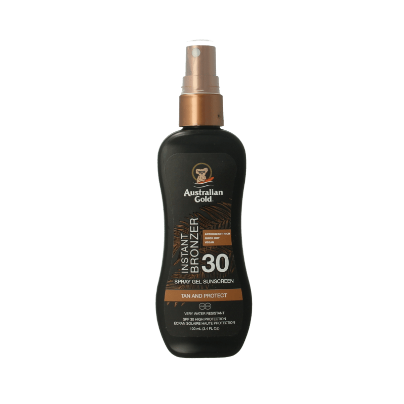 Australian Gold Spray gel met bronzer SPF30 100 Milliliter - DrogistWereld
