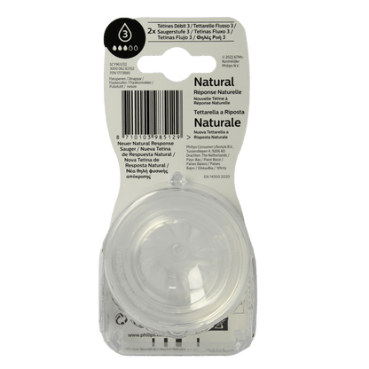Avent Natural flesspeen 1M+ 2 Stuks - DrogistWereld