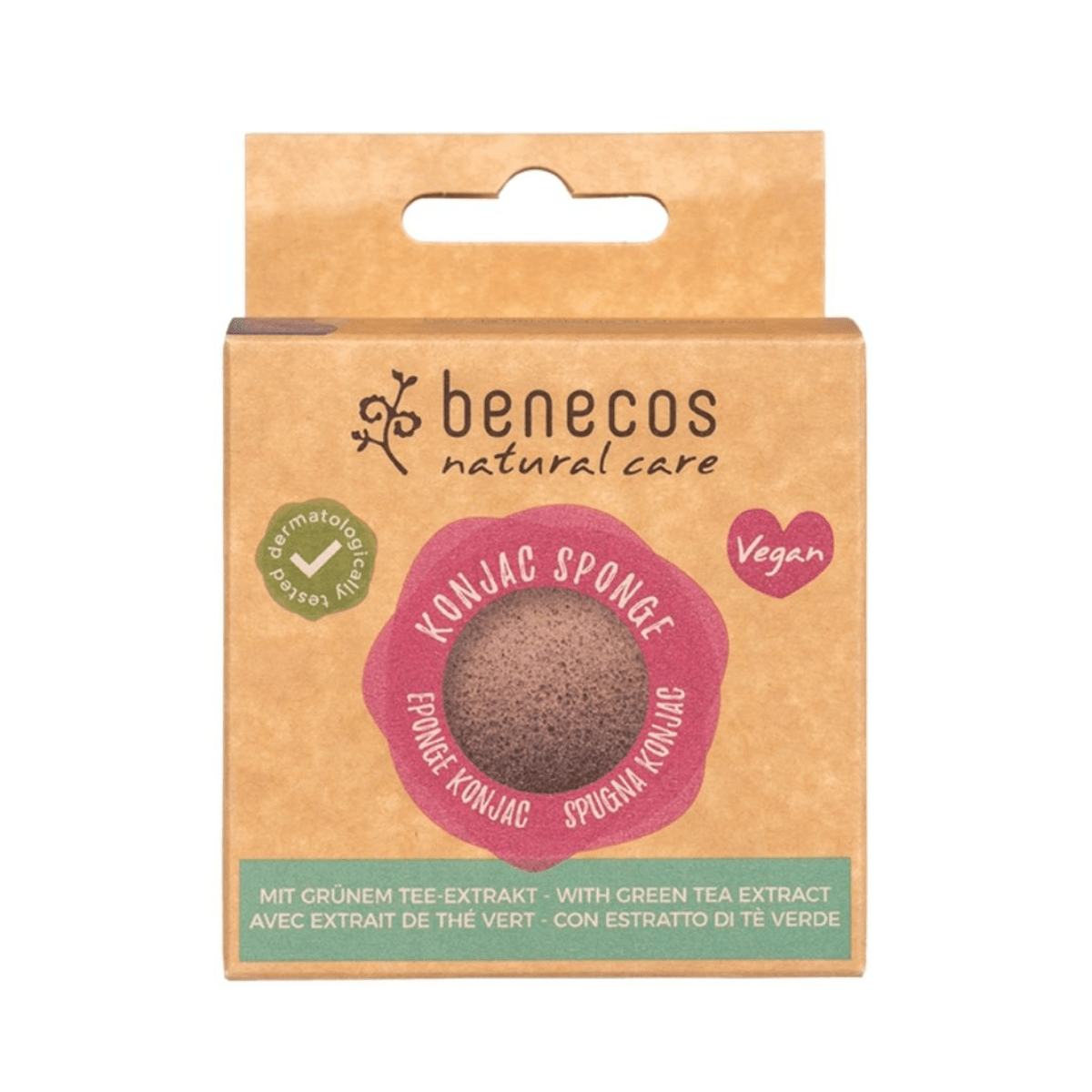 Benecos natural beauty Natural konjac sponge - green tea 1 Stuks - DrogistWereld