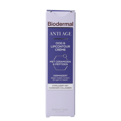 Biodermal Anti age oog - en lipcontour creme 15 Milliliter - DrogistWereld