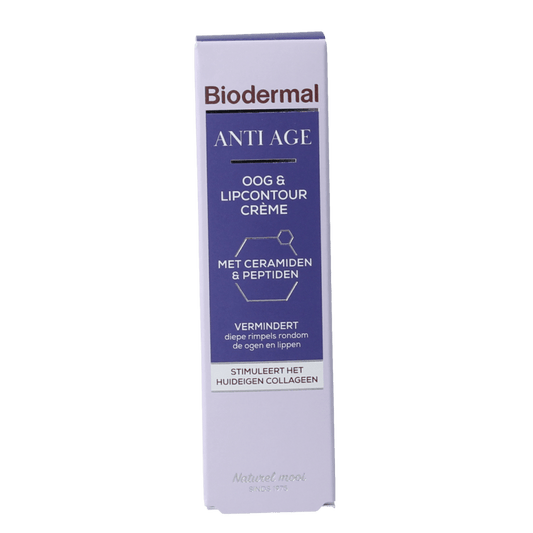 Biodermal Anti age oog - en lipcontour creme 15 Milliliter - DrogistWereld