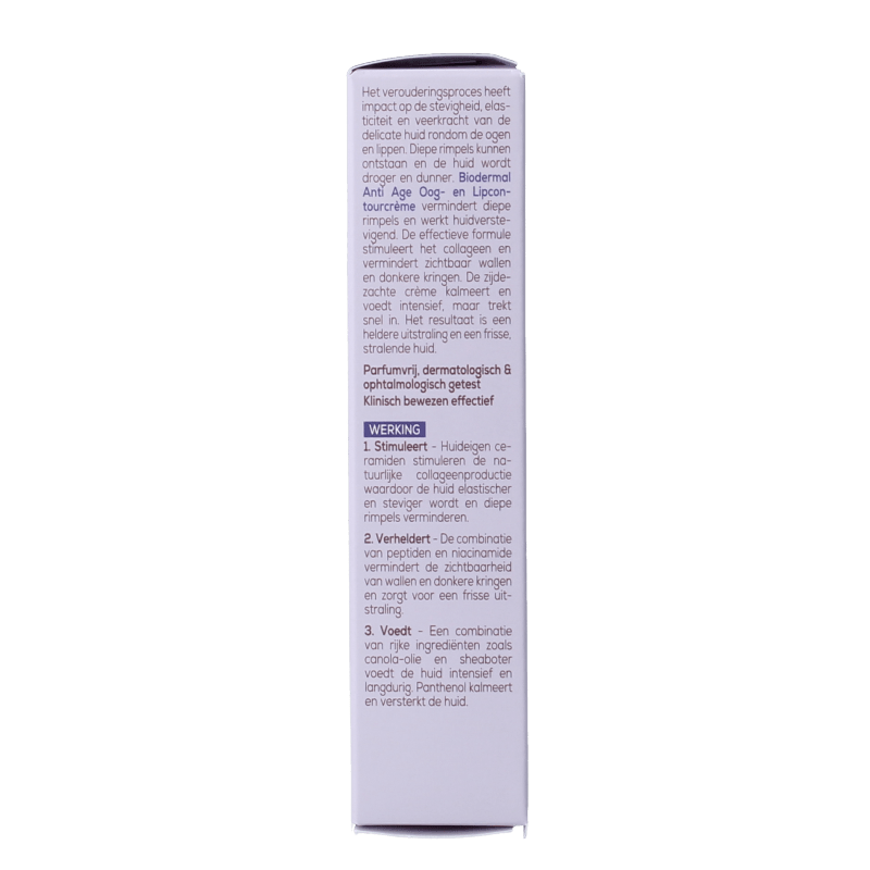 Biodermal Anti age oog - en lipcontour creme 15 Milliliter - DrogistWereld
