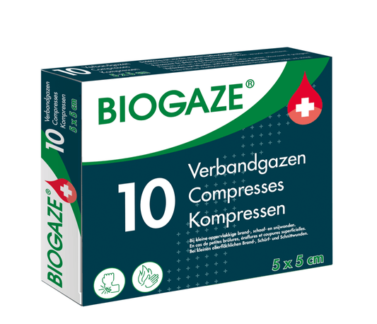 Biogaze Verbandgazen/Kompressen 5 x 5cm 10 Stuks - DrogistWereld