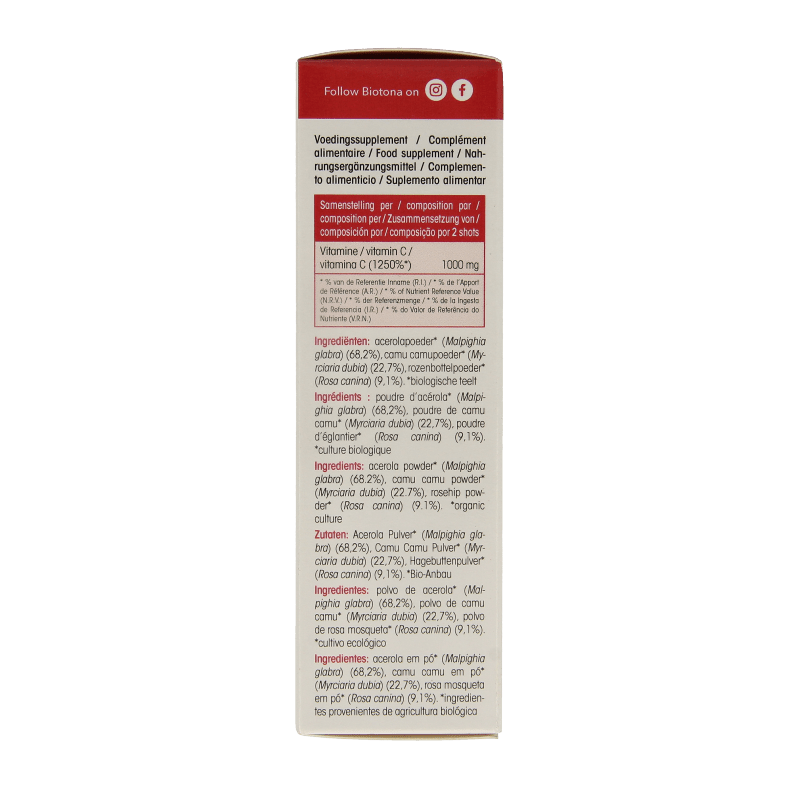 Biotona Acerola C 500 shots 2.2 gram bio 20 Stuks - DrogistWereld