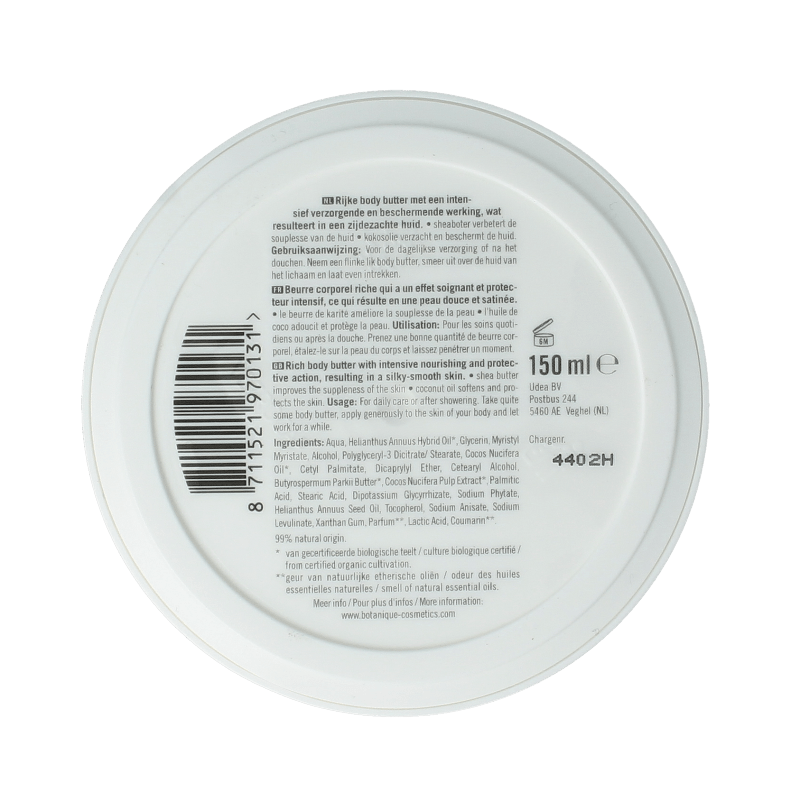Botanique Body butter kokos 150 Milliliter - DrogistWereld