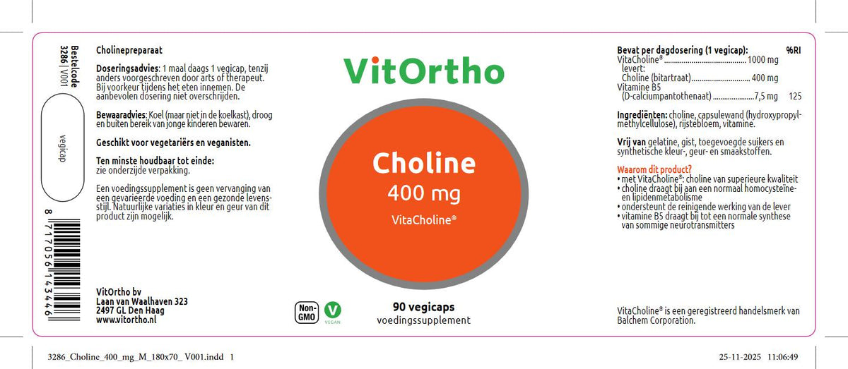 VitOrtho Choline 400mg 90.00 Vegetarische capsules