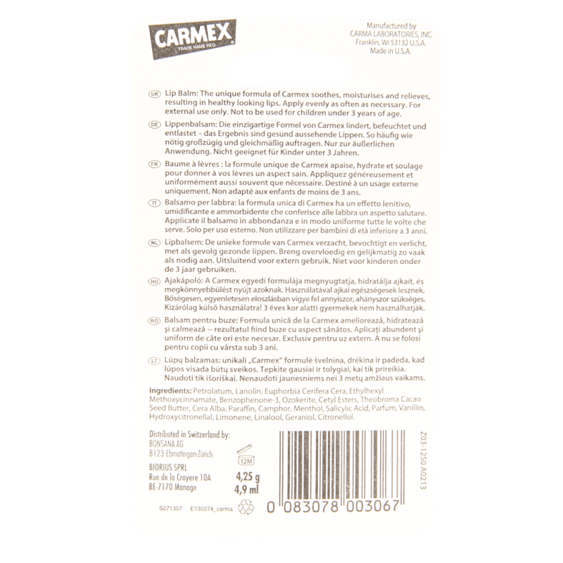 Carmex Lip balm classic stick 4.3 Gram - DrogistWereld