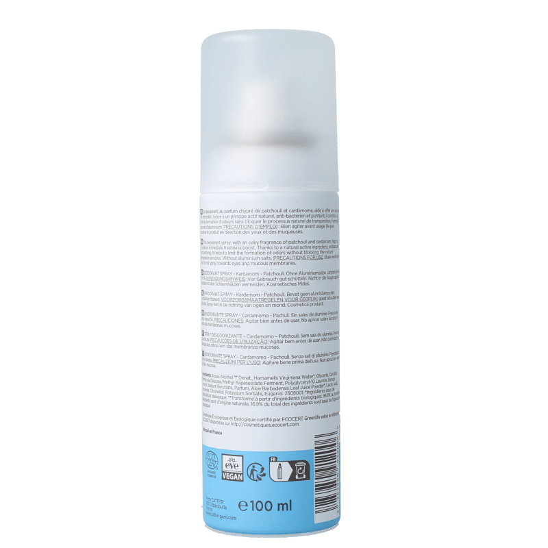 Cattier Deodorant spray cardamom patchouli 100 Milliliter - DrogistWereld