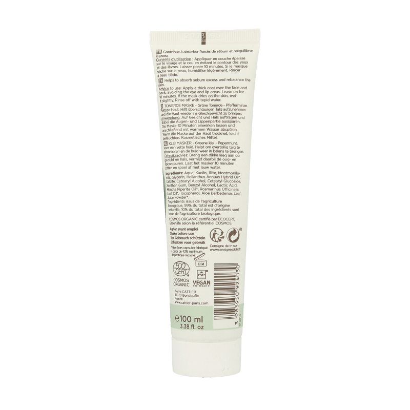 Cattier Groene klei masker munt 100 Milliliter - DrogistWereld