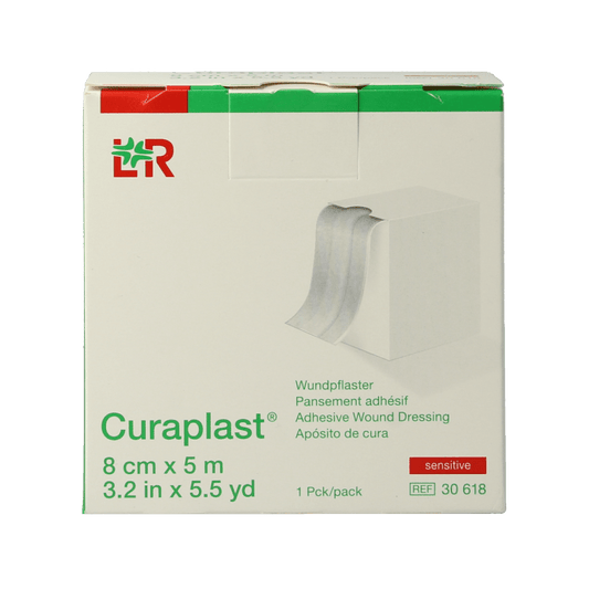 Curaplast Sensitive wondpleister 5m x 8cm 1 Rol - DrogistWereld