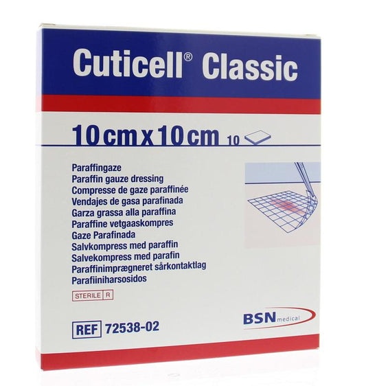 Cuticell Classic paraffine vetgaaskompres 10cm x 10cm 10 Stuks - DrogistWereld