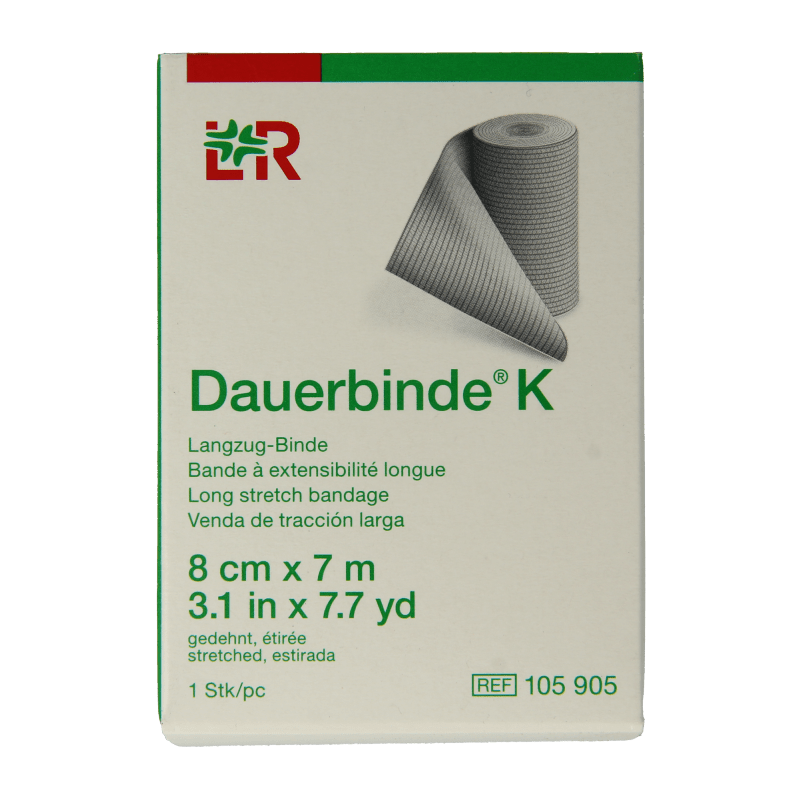 Dauerbinde K elastische zwachtel 7m x 8cm 1 Stuks - DrogistWereld