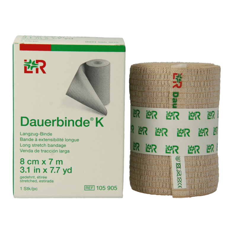 Dauerbinde K elastische zwachtel 7m x 8cm 1 Stuks - DrogistWereld