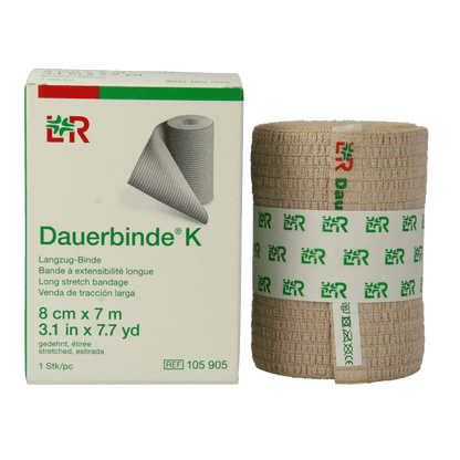 Dauerbinde K elastische zwachtel 7m x 8cm 1 Stuks - DrogistWereld