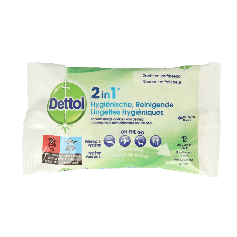 Dettol Wipes 2 - in - 1 12 Stuks - DrogistWereld