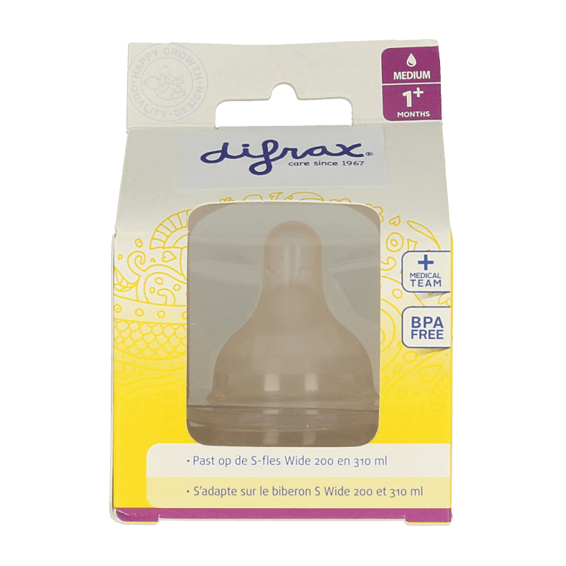 Difrax Flesspeen soft breed medium 2 Stuks - DrogistWereld