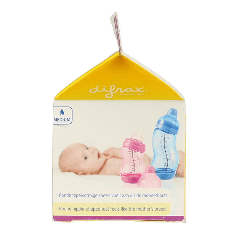Difrax Flesspeen soft breed medium 2 Stuks - DrogistWereld