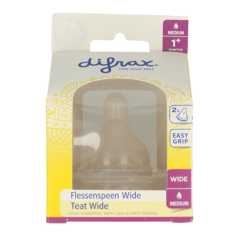 Difrax Flesspeen soft breed medium 2 Stuks - DrogistWereld