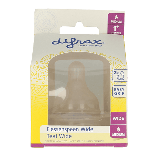 Difrax Flesspeen soft breed medium 2 Stuks - DrogistWereld