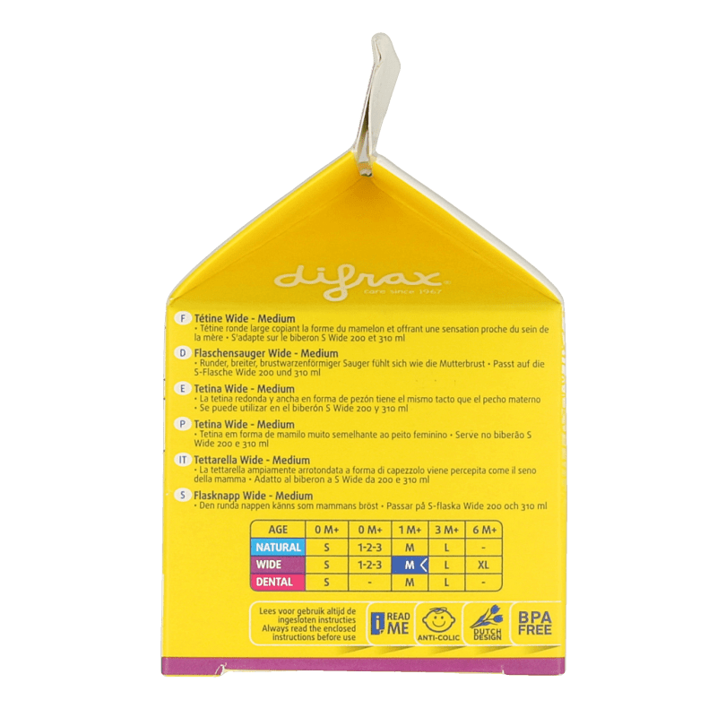 Difrax Flesspeen soft breed medium 2 Stuks - DrogistWereld
