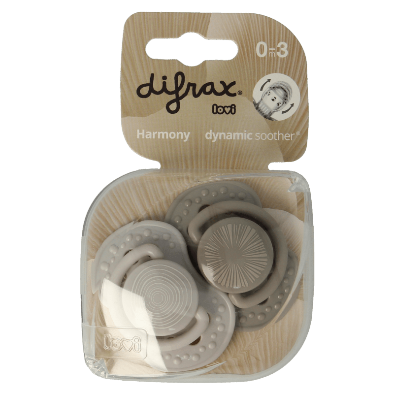 Difrax Fopspeen 0 - 3 maanden harmony grey 2 Stuks - DrogistWereld