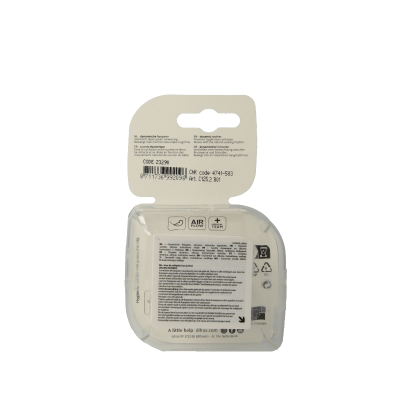 Difrax Fopspeen 3 - 6 maanden harmony light grey/dark grey 2 Stuks - DrogistWereld