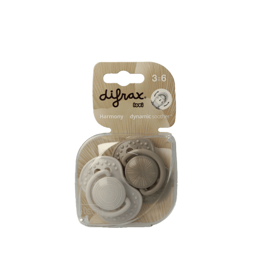 Difrax Fopspeen 3 - 6 maanden harmony light grey/dark grey 2 Stuks - DrogistWereld