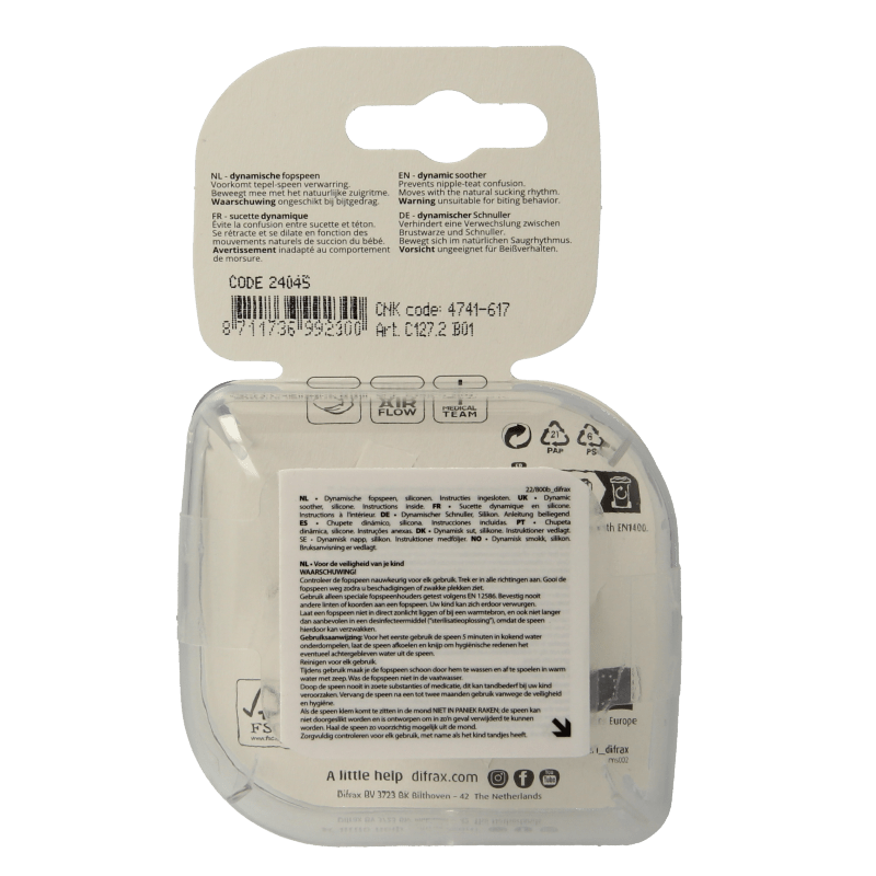 Difrax Fopspeen 6 - 18 maanden harmony light grey/dark grey 2 Stuks - DrogistWereld