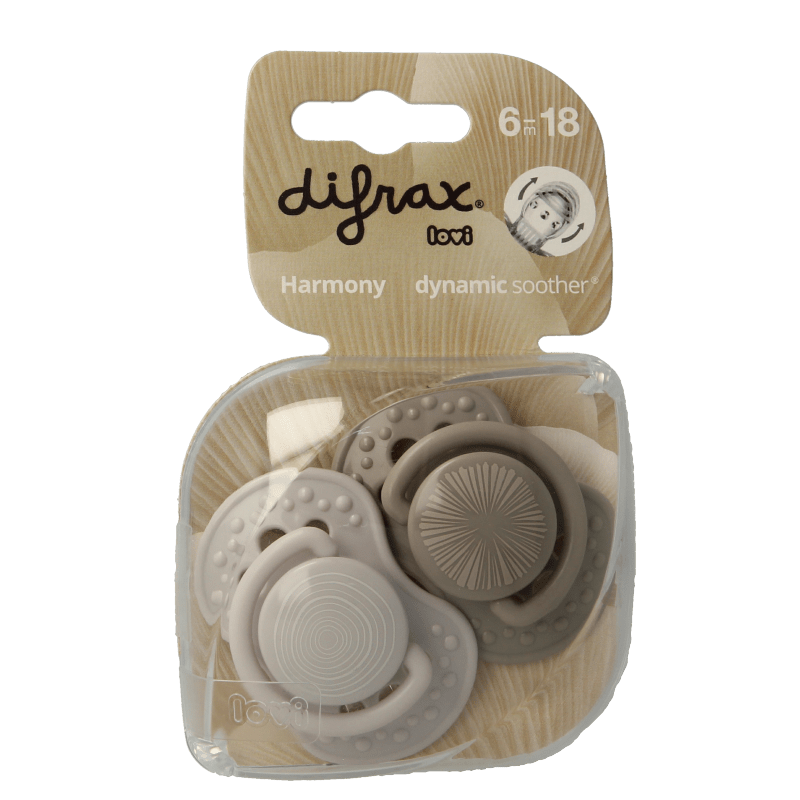 Difrax Fopspeen 6 - 18 maanden harmony light grey/dark grey 2 Stuks - DrogistWereld