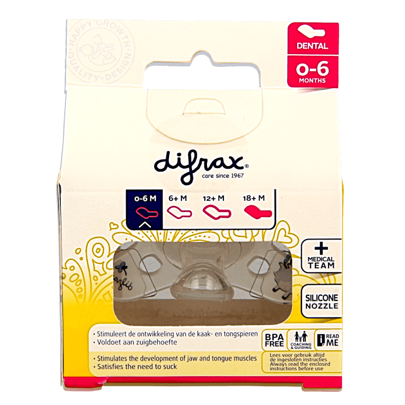 Difrax Fopspeen dental 0 - 6 maanden glow in the dark 1 Stuks - DrogistWereld