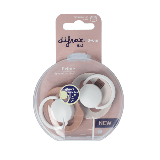 Difrax Fopspeen glow dynamic 0 - 6 mnd ivory/blush 2 Stuks - DrogistWereld