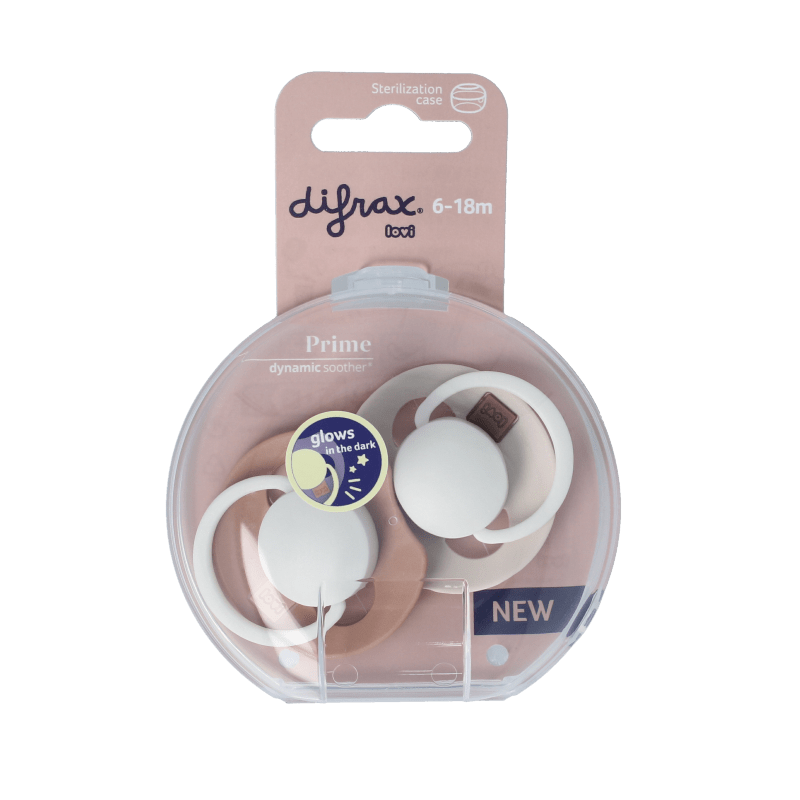 Difrax Fopspeen glow dynamic 6 - 18 mnd ivory/blush 2 Stuks - DrogistWereld